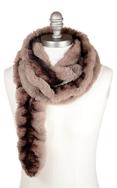 Royal Opulence Skinny Scarf in Taupeful. Handmade by Pandemonium Seattle.