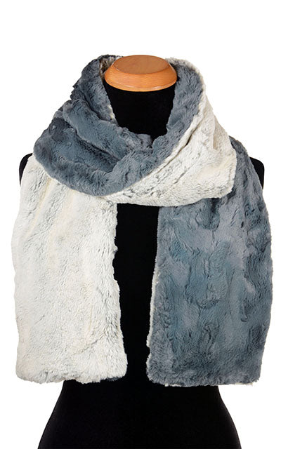 Classic Scarf | Frosted Juniper Faux Fur with Cuddly Slate | Handmade in the USA by Pandemonium Millinery