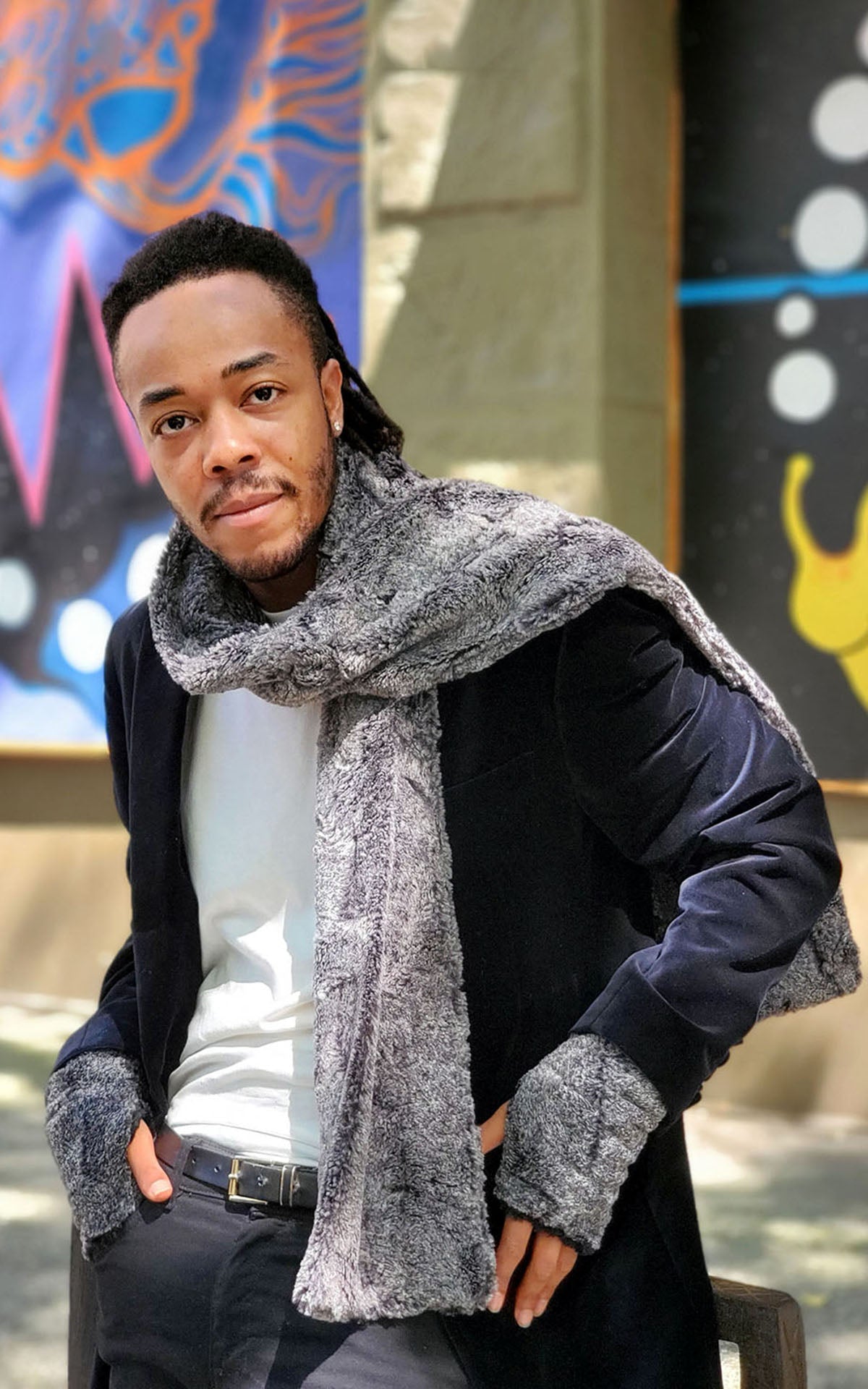 Men's Classic Scarf - Luxury Faux Fur in Nimbus (Limited Availability!)