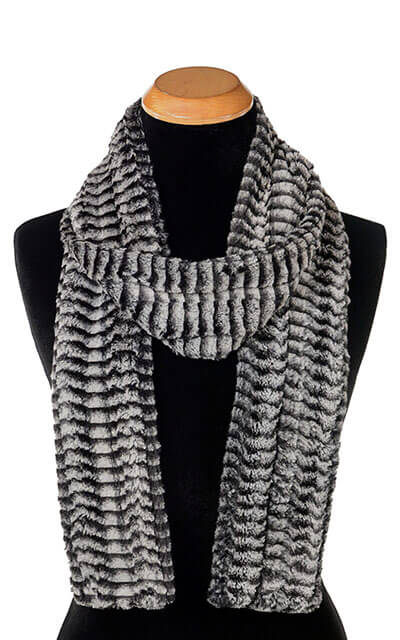 Classic Women's Standard Scarf Luxury Faux Fur in 8MM in Black and White by Pandemonium Millinery