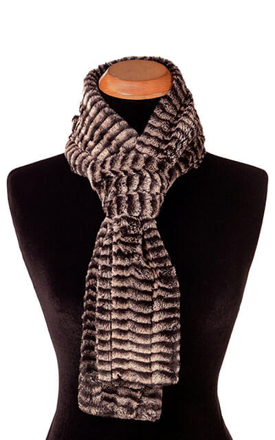Classic Skinny Scarf Women's Scarf Luxury Faux Fur in 8MM in Sepia by Pandemonium Millinery