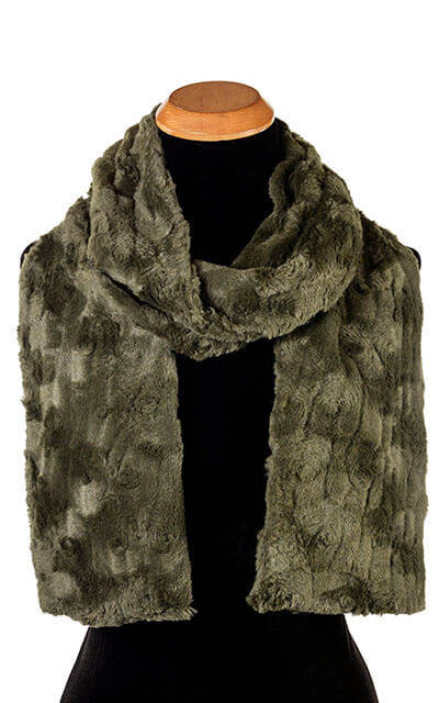 Classic Standard Women's Scarf Cuddly Army Green  Faux Fur in  by Pandemonium Millinery