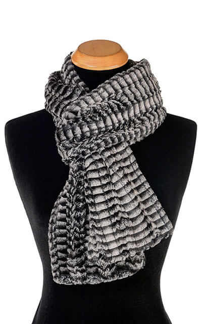 Classic Women&#39;s Standard Scarf Luxury Faux Fur in 8MM in Black and White by Pandemonium Millinery