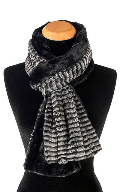 Women's Classic Standard Scarf in 8mm Sepia Luxury Faux Fur with Cuddly Sand | Handmade in Seattle WA | Pandemonium Millinery