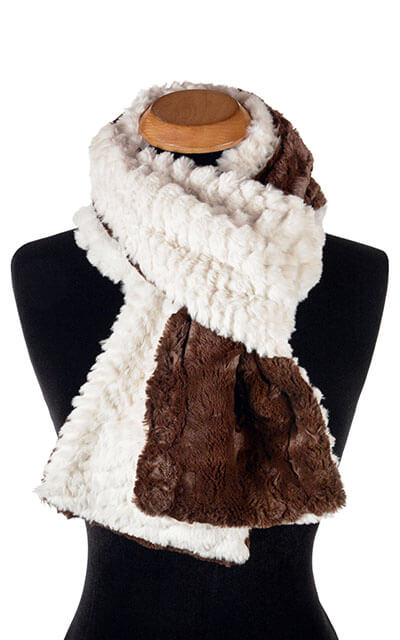 Women&#39;s Classic Standard Scarf in Falkor Plush Faux Fur with Cuddly Chocolate | Handmade in Seattle WA | Pandemonium Millinery