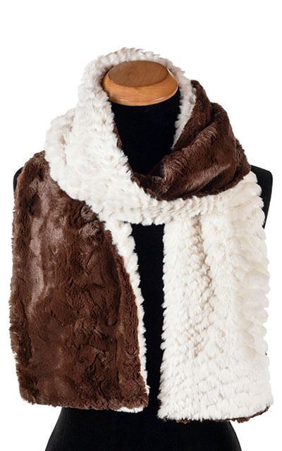 Women&#39;s Classic Scarf in Falkor Plush Faux Fur with Cuddly Chocolate | Handmade in Seattle WA | Pandemonium Millinery