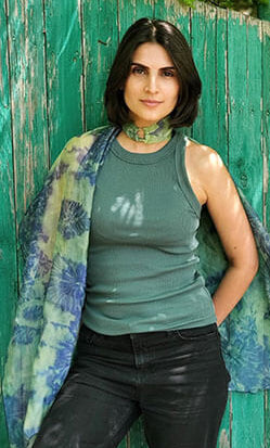 Women's Handkerchief Scarf in Agave Coastal Garden Organza | Handmade in Seattle WA | Pandemonium Millinery