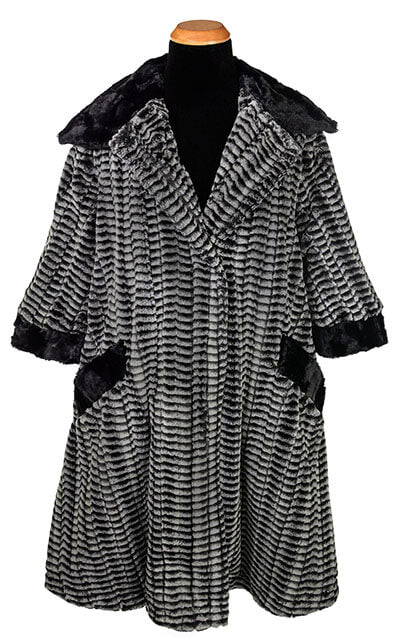 Crawford Coat 8mm in Black and White with Cuddly Black Lining by Pandemonium Millinery