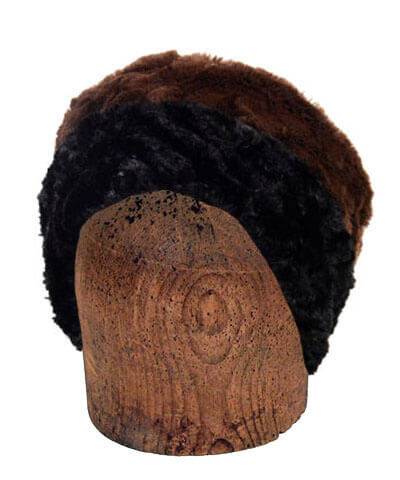Men's Cuffed Pillbox Two-Tone Reversed | Cuddly Faux Fur in Chocolate with Black | handmade Seattle, WA USA by Pandemonium Millinery