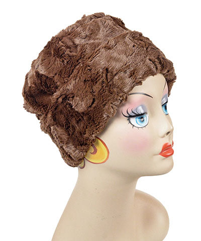 Cuffed Pillbox - Solid Cuddly Faux Fur in Chocolate