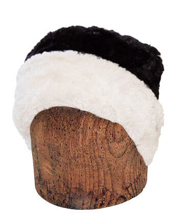 Men's Cuffed Pillbox Two-Tone | Cuddly Faux Fur in Ivory with Black | handmade Seattle, WA USA by Pandemonium Millinery