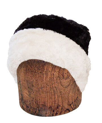 Men&#39;s Cuffed Pillbox Two-Tone | Cuddly Faux Fur in Ivory with Black | handmade Seattle, WA USA by Pandemonium Millinery