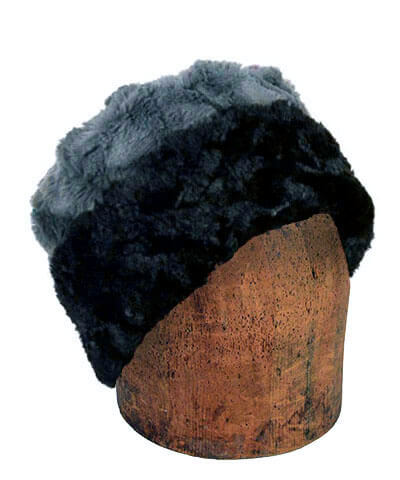 Men's Cuffed Pillbox Two-Tone | Cuddly Faux Fur in Slate with Black | handmade Seattle, WA USA by Pandemonium Millinery