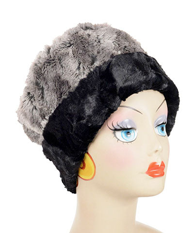 Cuffed Pillbox | Seattle sky gray  with Back  Faux Fur | Handmade USA by Pandemonium Seattle