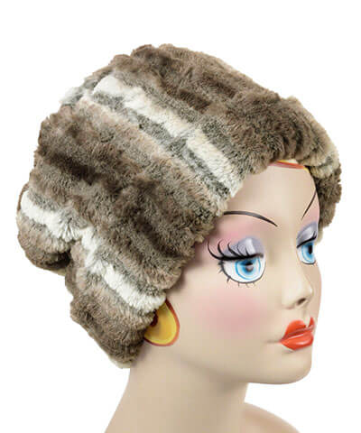 Cuffed Pillbox Hat Solid, Plush Faux Fur in Willows Grove  by Pandemonium Millinery