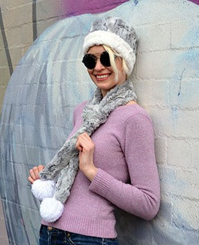 Cuffed Pillbox Two Tone Luxury Faux Fur In Khaki Made In Seattle