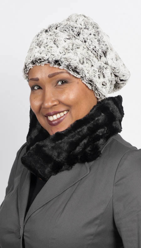 Women's Neck Warmer in Minky Black Faux Fur