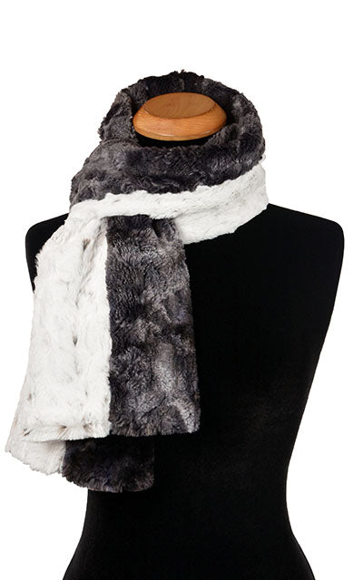 Dual Tone Scarf Two Tone Luxury Faux Fur In Highland Sky And Winter