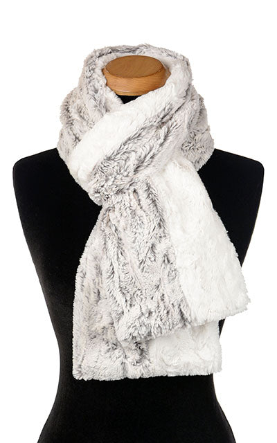 Dual Tone Scarf Cuddly Ivory With Khaki Faux Fur Handmade In Seattle