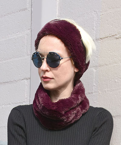 Ear / Neck Cozy - Royal Opulence Faux Furs (Merlot - Limited Availability) (Wholesale)