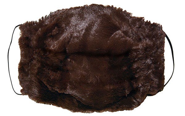 Civvy Face Mask (Pleated) Opened - Chocolate Cuddly Faux Fur - Pandemonium Millinery - Handmade Seattle, WA USA
