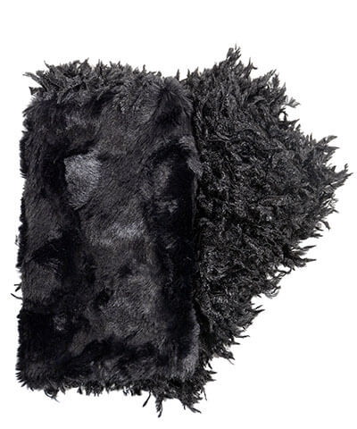 Women's Fingerless Gloves in Black Swan Faux Fur with Cuddly Black | Handmade in Seattle WA | Pandemonium Millinery