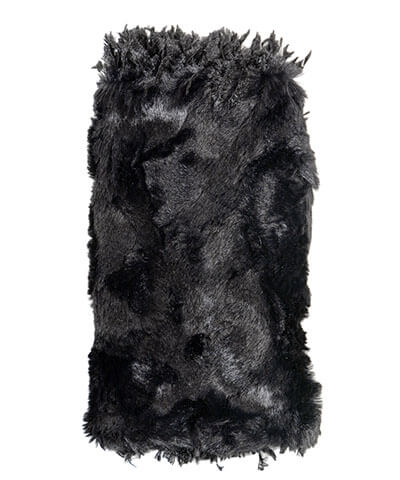 Women's Fingerless Gloves in Black Swan Faux Fur with Cuddly Black Reverse | Handmade in Seattle WA | Pandemonium Millinery
