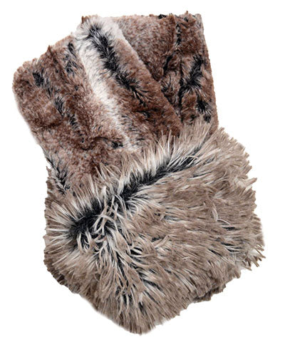 Fingerless Gloves with Cuff | Birch Luxury Faux Fur with Arctic Fox Cuff | Handmade by Pandemonium Millinery Seattle WA USA