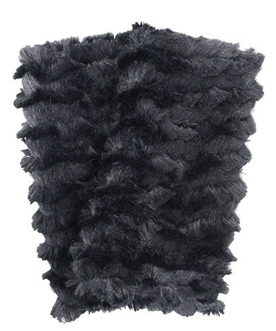 Men's Fingerless Texting Gloves | Luxury Faux Fur Desert Sand Midnight - Reversible | Handmade Pandemonium Millinery Seattle WA USA