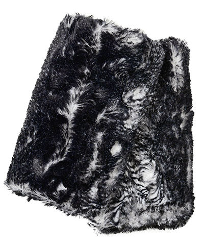 Men's Fingerless Texting Gloves | Luxury Faux Fur Black Mamba | Handmade Pandemonium Millinery Seattle WA USA