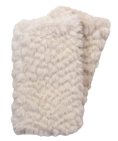 Handmade in the USA Fingerless Texting Gloves in Falkor Cream Faux Fur - Solid