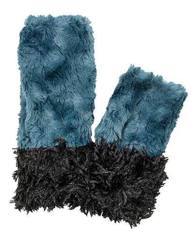 Reversible Fingerless Gloves | Black Swan &amp; Peacock Faux Fur | Pandemonium Millinery
