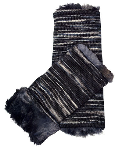Men&#39;s Fingerless Gloves | Sweet Stripes in Blackberry Cobbler lined Highland Skye | Handmade by Pandemonium Millinery Seattle, WA USA