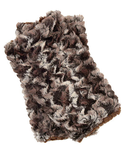Men's Fingerless Texting Gloves | Luxury Faux Fur Calico | Handmade Pandemonium Millinery Seattle WA USA