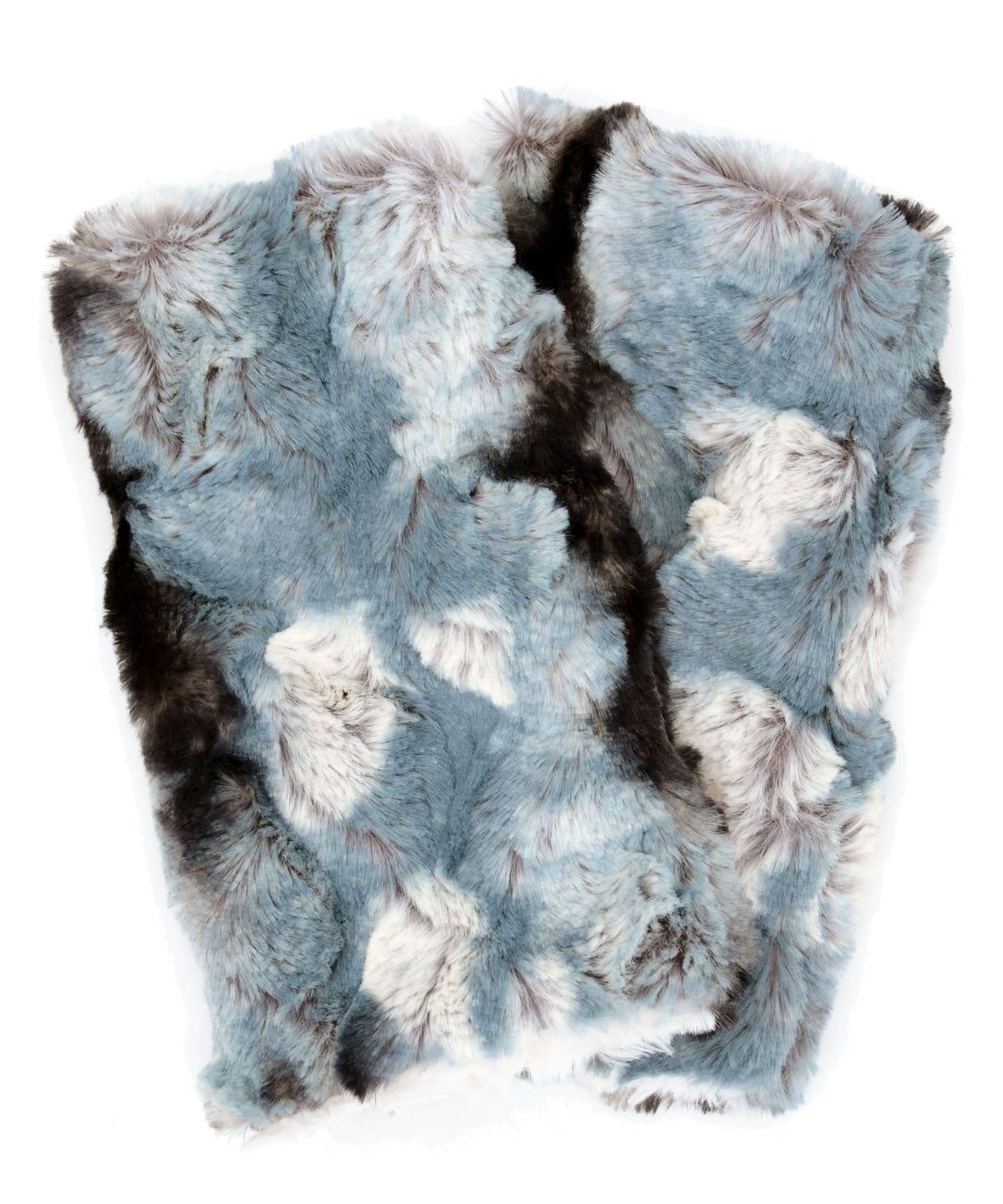 Men’s Product shot of Fingerless Gloves |  Rainier Sky Faux Fur | Handmade by Pandemonium Millinery Seattle, WA USA