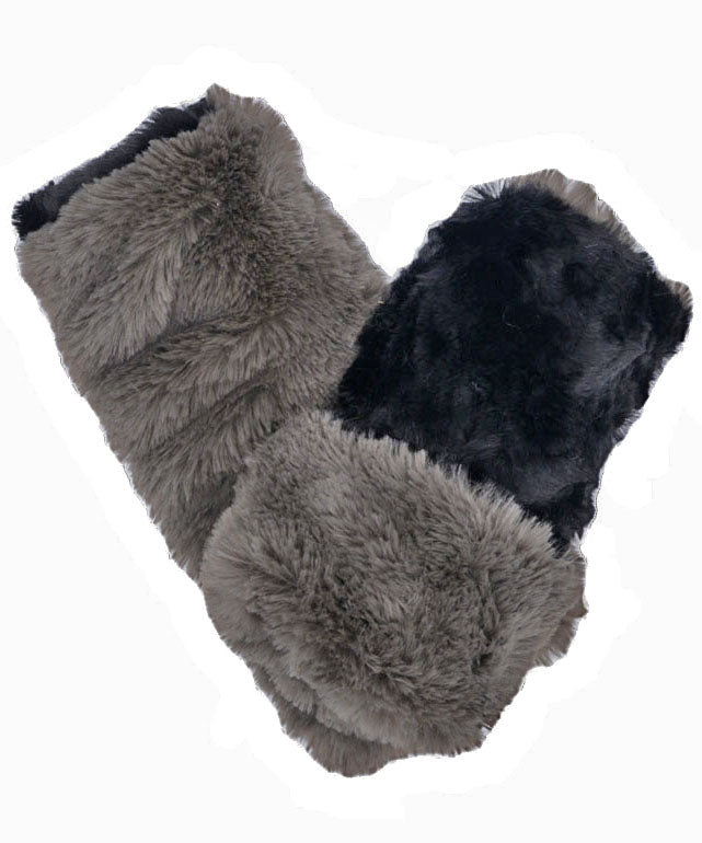 Royal Opulence Fingerless Gloves Mid in Minky Gray Faux Fur  by Pandemonium Seattle. 