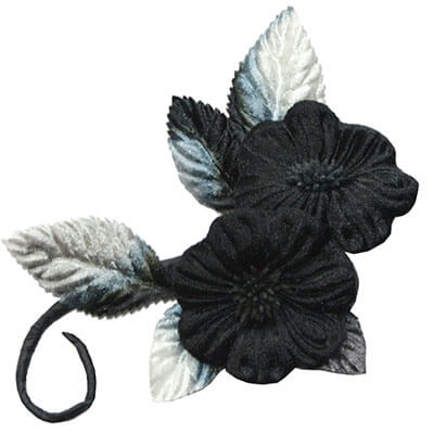 Velvet Flower Brooch in Black &amp; Silver | Assembled in Seattle WA | Pandemonium Millinery