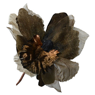 Flower Trim Velvet &amp; Organdy in Brown | Pandemonium Millinery