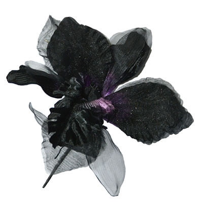 Flower Trim Velvet &amp; Organdy in Purple / Black | Pandemonium Millinery