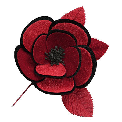Velvet Luster Flower in Red and Black from Pandemonium Millinery