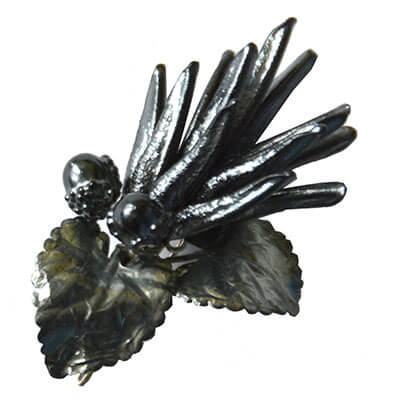 Vintage Resin Pine Needle Pin in Steel | Pandemonium Millinery