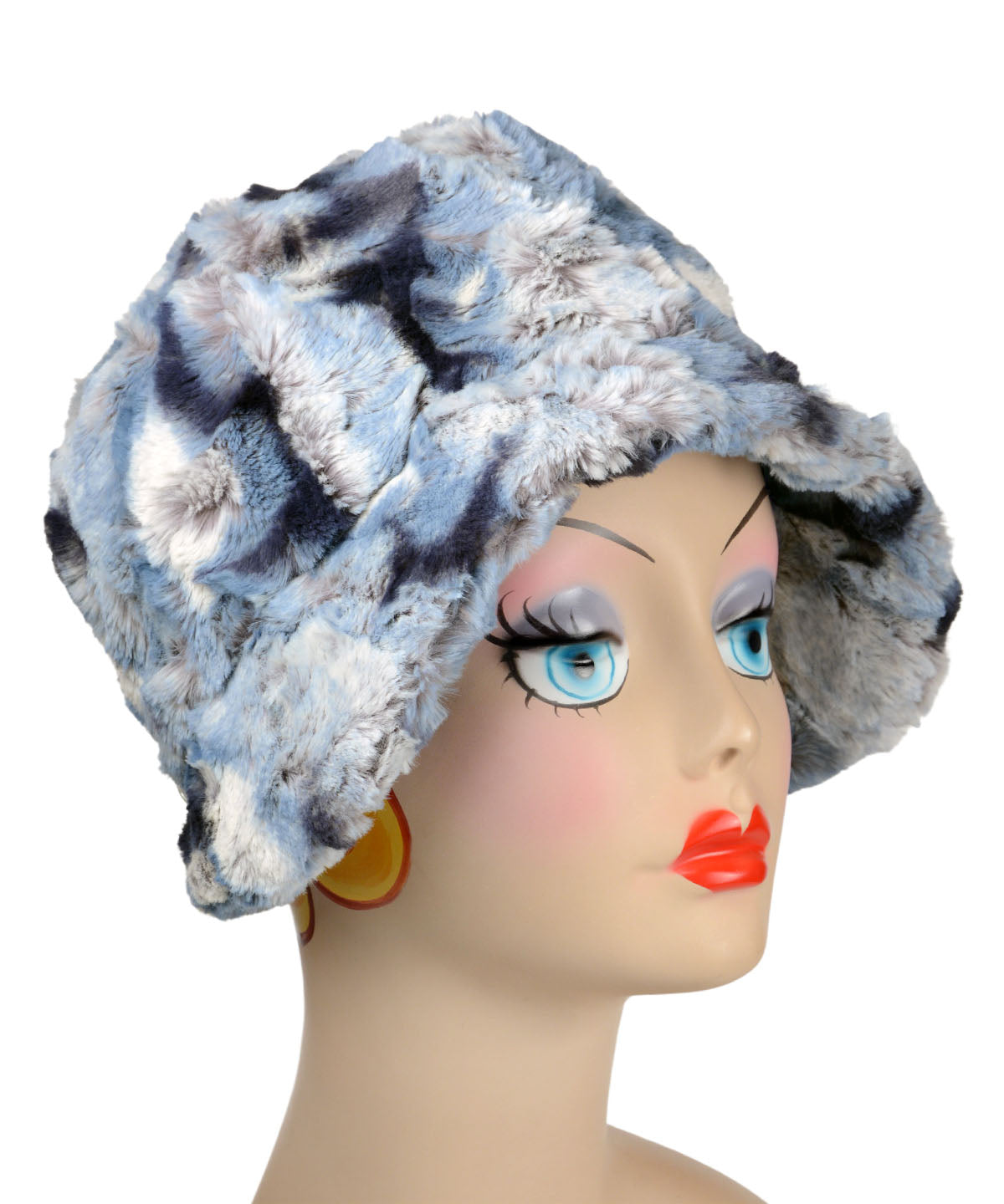 Grace Cloche Hat | Rainier Sky Luxury Faux Fur | Handmade in the USA by Pandemonium Seattle