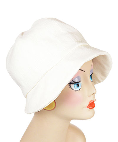 Grace Cloche Style Hat Linen in Seashell  with No Band | By Pandemonium Millinery | Seattle WA USA