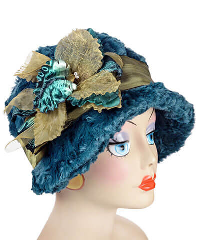 Flower Trim Velvet & Organdy in Green | Pandemonium Millinery