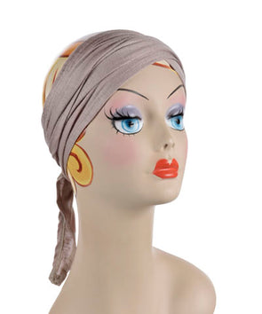 Mannequin Product shot of Head Wrap, Multi-Style | Jersey knit Stardust | Handmade by Pandemonium Millinery Seattle, WA USA