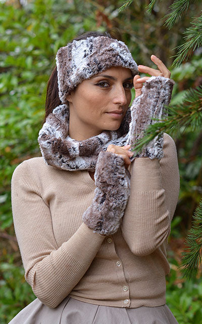 Reversible Fingerless Gloves | Birch Luxury Faux Fur | Pandemonium Millinery