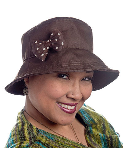 Hollie Bucket Hat Model | Cordura in Chocolate | Handmade in Seattle WA | Pandemonium Millinery