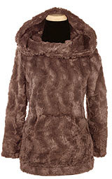 Hooded Lounger Tunic Cuddly Faux Fur in Chocolate | Handmade in Seattle WA USA | Pandemonium Millinery