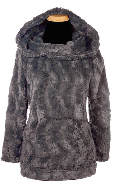 Hooded Lounger Cuddly Faux Fur in Gray | Handmade in Seattle WA USA | Pandemonium Millinery