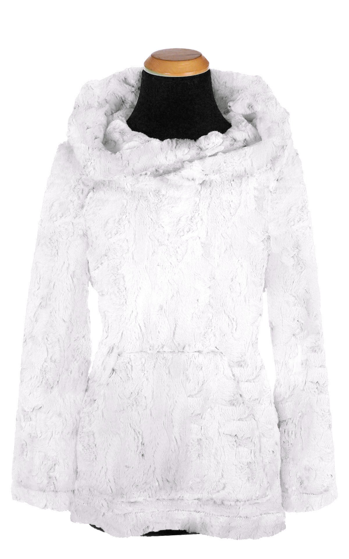Hooded Lounger Tunic Cuddly Faux Fur in Ivory | Handmade in Seattle WA USA | Pandemonium Millinery